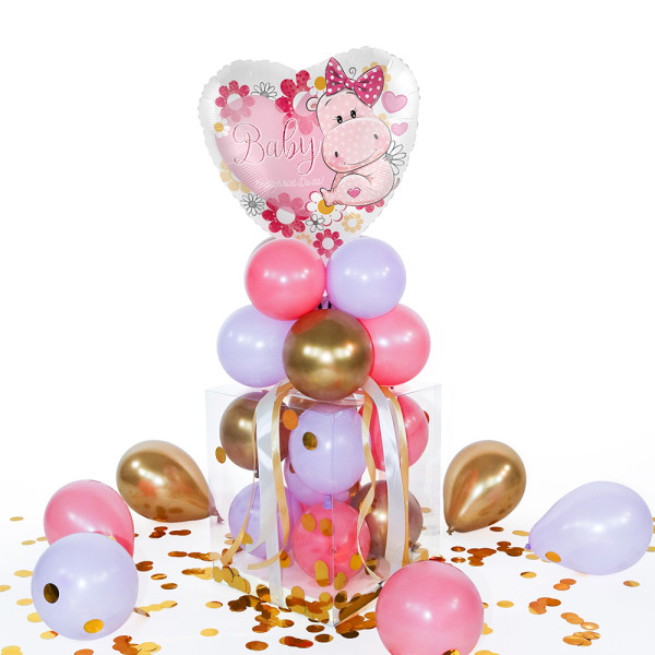 Balloha Geschenkbox DIY Baby Nilpferd Mädchen XL