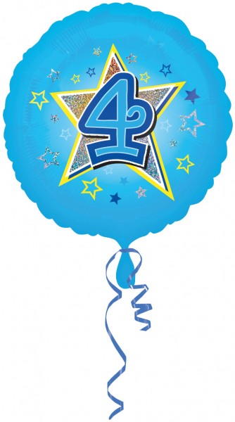 Folienballon Zahl 4 in Hellblau