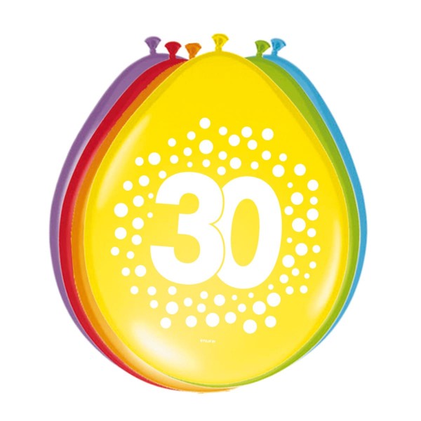 8 Ballons Happy 30 Dots 30cm