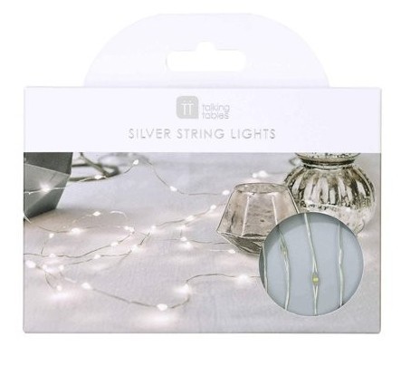 Silberne LED Drahtlichterkette kaltweiß 3m