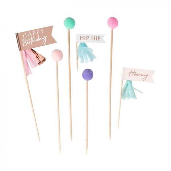 Caketopper Happy Birthday mit Bommel