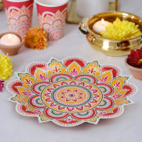 8 Eco Happy Diwali Pappteller 27cm