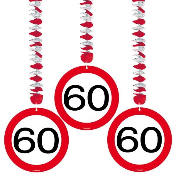 3 Verkehrsschild 60 Spiralhänger 75cm