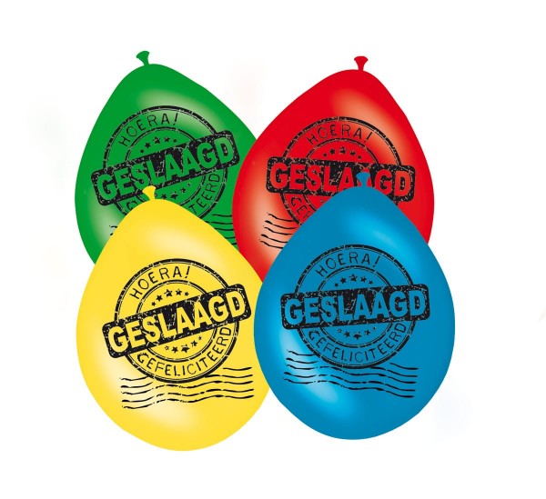 8 Bunte Geslaagd Luftballons 30cm