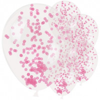6 Rosa Konfetti Ballons Calypso 28cm