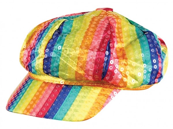 Bunt Gestreifte Pailletten-Mütze