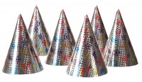 6 Sternschnuppen Partyhüte 16cm