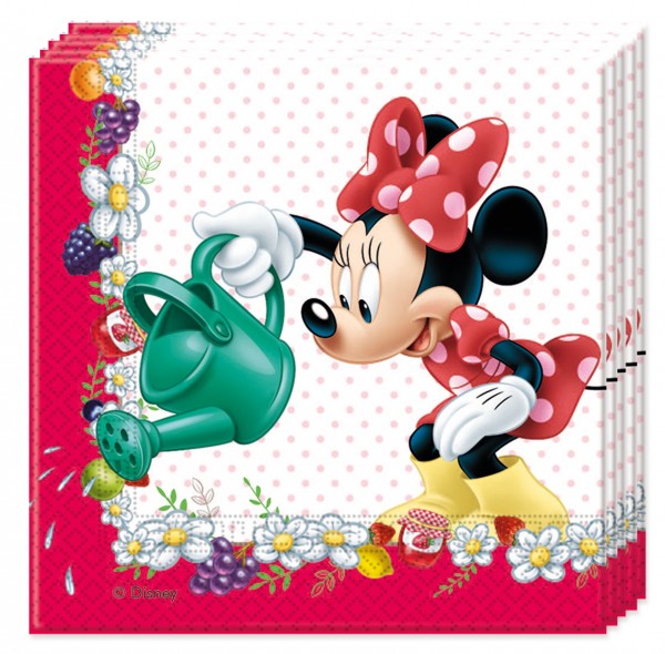 20 Minnie Mouse Erdbeergarten Servietten 33cm