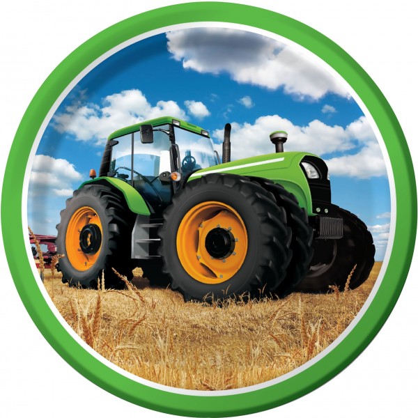 8 Traktor Party Pappteller 23cm