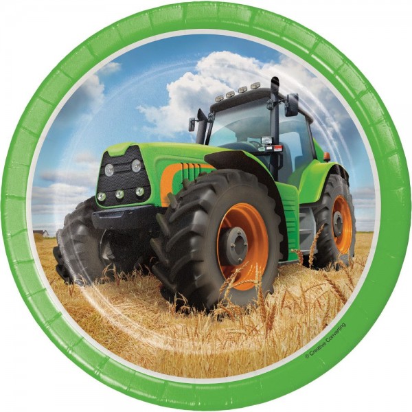 8 Traktor Party Pappteller 18cm