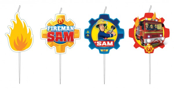 4 Feuerwehrmann Sam SOS Tortenkerzen 7,5cm
