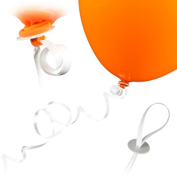 50 Ballonverschlüsse mit Band - Weiß