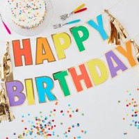 DIY Regenbogen Happy Birthday Girlande 3m