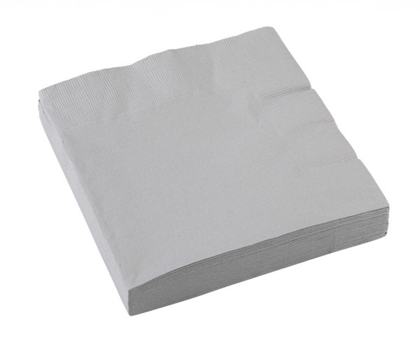 20er Set Partytime Papier Serviette Silber