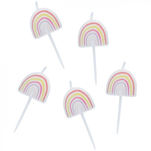 5 Regenbogen Motiv Tortenkerzen