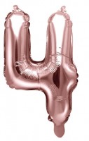 Metallic Zahlenballon 4 roségold 35cm