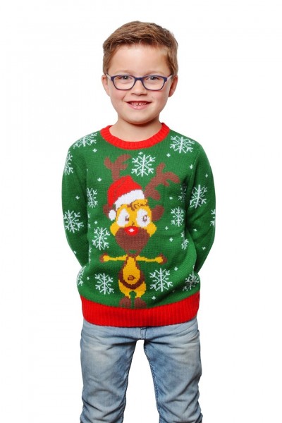 Grüner Kinder Christmas Pullover