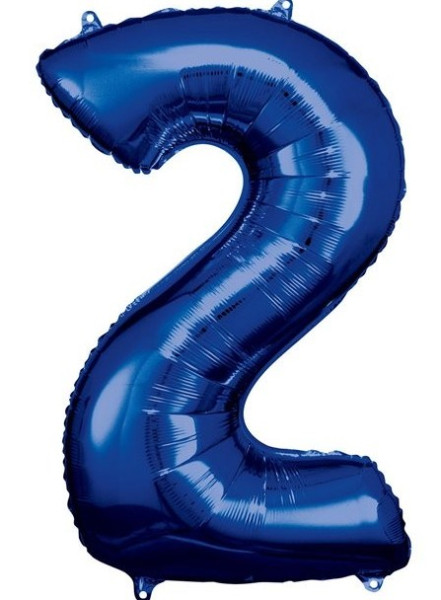 Blauer Zahl 2 Folienballon 86cm