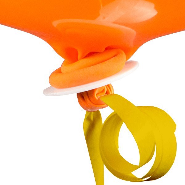 10 gelbe Ballonverschlüsse mit Band