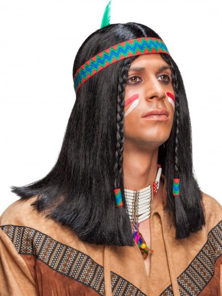 Indianer Perücke Mondjäger Mit Zöpfen