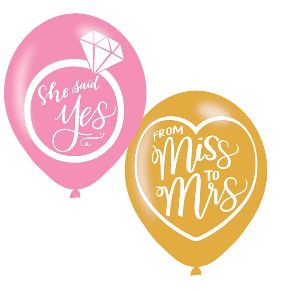 6 Miss to Mrs Latexballons 28cm