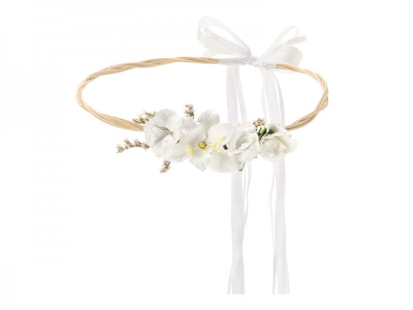 Weißer Boho Blumenkranz 18cm