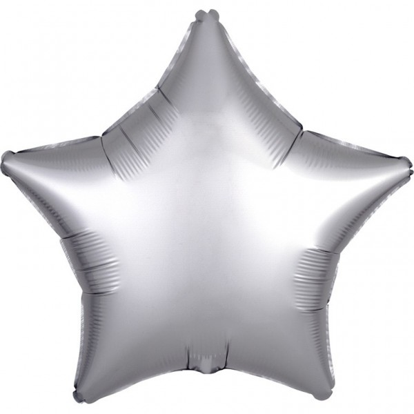 Edler Satin Sternballon silber 43cm