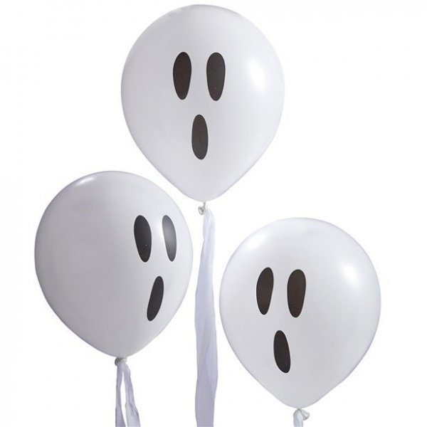 3 Geisterballons mit Kreppband 30cm