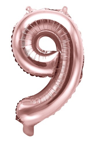 Metallic Zahlenballon 9 roségold 35cm