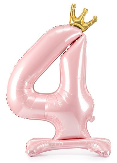 Hellrosa stehender Folienballon Zahl 4