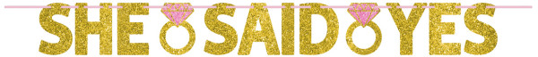 Glitzernde She Said Yes Girlande Sparkling Wedding Day 3,65m