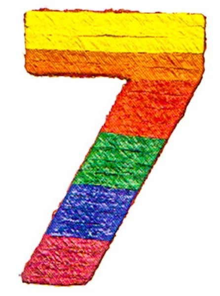 Regenbogen Zahl 7 Piñata 38 x 53cm