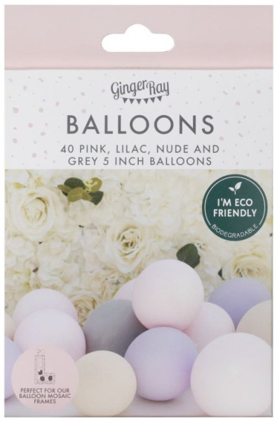 40 Eco Latexballons Rosa, Lila, Grau, Nude 4