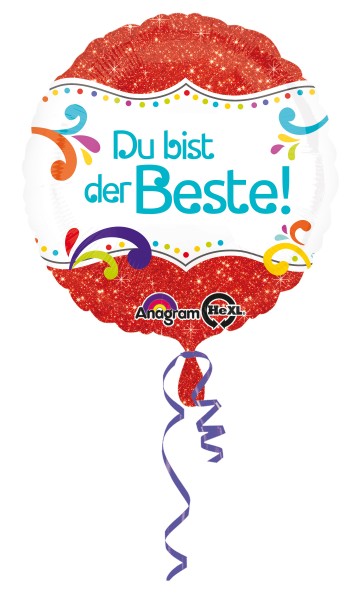 Folienballon Du bist der Beste Glitzer rot