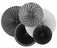 5 Black & White Party Papierrosetten
