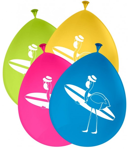 8 Surfer Flamingo Ballons 30cm