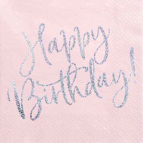 20 Rosa Birthday Servietten 33cm