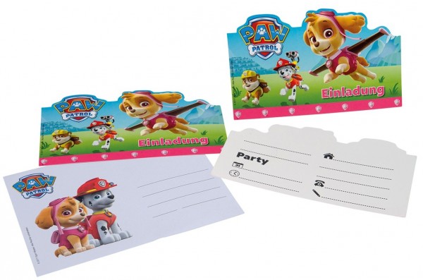 6 Paw Patrol Friends Einladungen Skye mit Umschlag