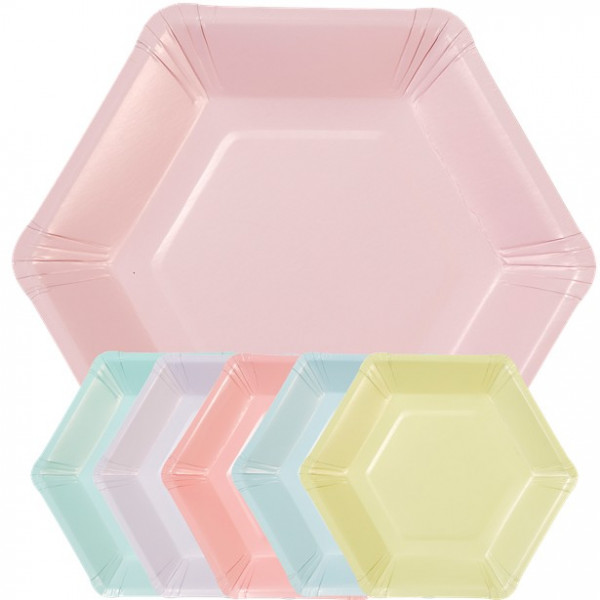 12 Pastell Birthday Pappteller 19cm