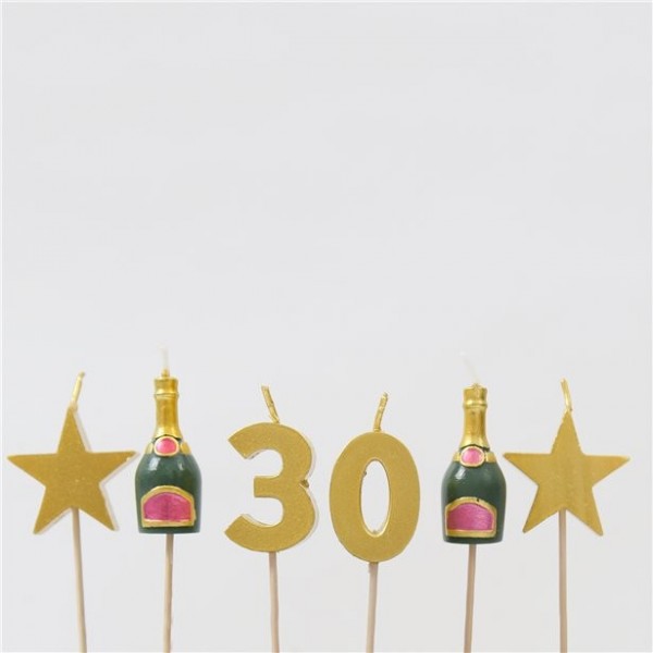 30. Geburtstag Tortenkerzen Set 6-teilig