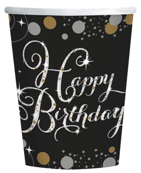 8 Golden Happy Birthday Becher 266ml