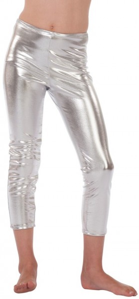 Silberne Disco Leggings für Kinder