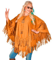 Vorschau: Fransen Poncho Wildlederoptik für Damen