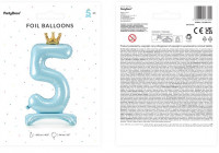 Vorschau: Babyblue Zahl 5 stehender Folienballon