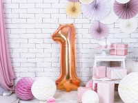 Metallic Zahlenballon 1 roségold 86cm