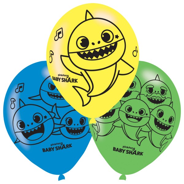 6 Baby Shark Family Luftballons 27,5cm