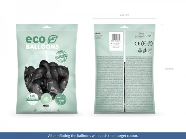 100 Eco metallic Ballons schwarz 26cm 2