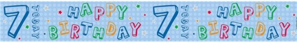 7. Geburtstag Folienbanner blau 2,6m 2