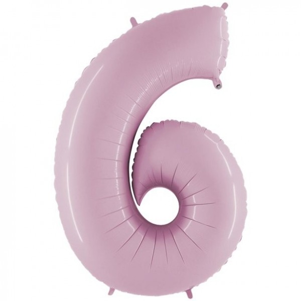 Folienballon Zahl 6 pastellrosa 102cm
