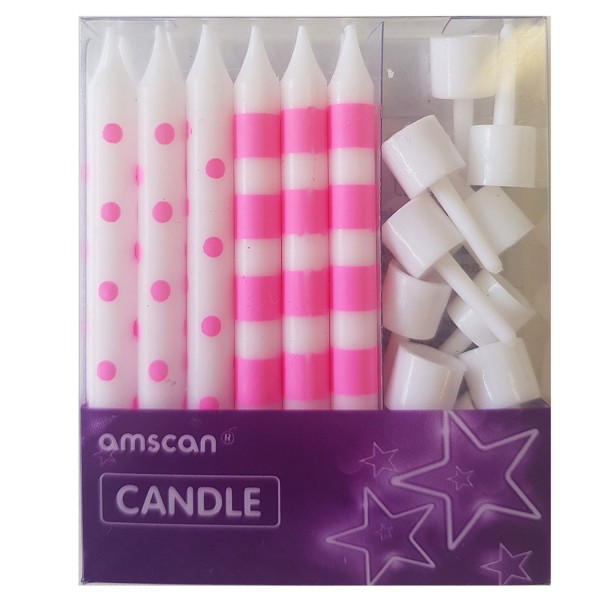 12 Tortenkerzen Birthday Child pink 2